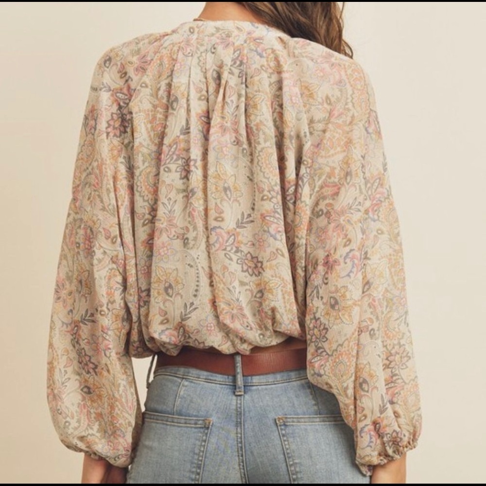 POET Paisley Print Balloon Sleeve Blouse - Picture 5 of 6